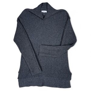Cozy Charcoal Ribbed Cashmere / Wool Gray Cowell Neck Sweater